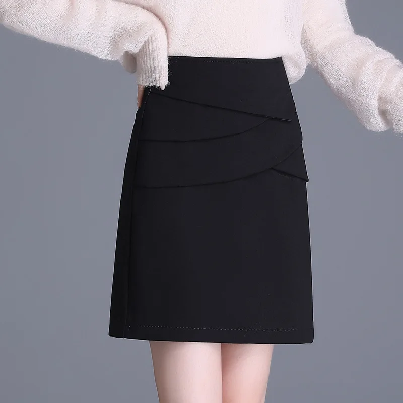 

Office Lady Chic Slim Short Black Bodycon A-line Skirt Spring Autumn Women Elegant High Waist Bussiness Work Mini Skirts 9399