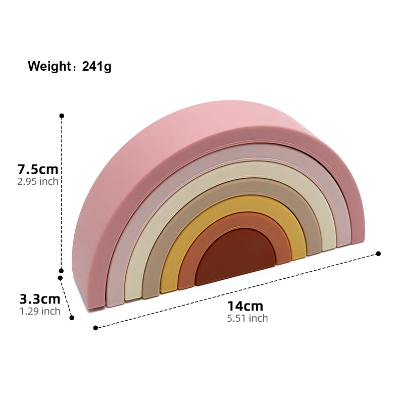 Baby Silikon Regenbogen Stapler Nesting Puzzle Bausteine Stapeln Spielzeug Lernen Montessori Spielzeug für Kleinkinder Geschenke bpa-frei