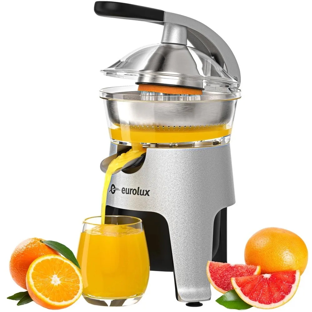 Die Cast Stainless Steel Electric Citrus Juicer Squeezer for Orange Lemon Grapefruit 300 Watts of Power With 2