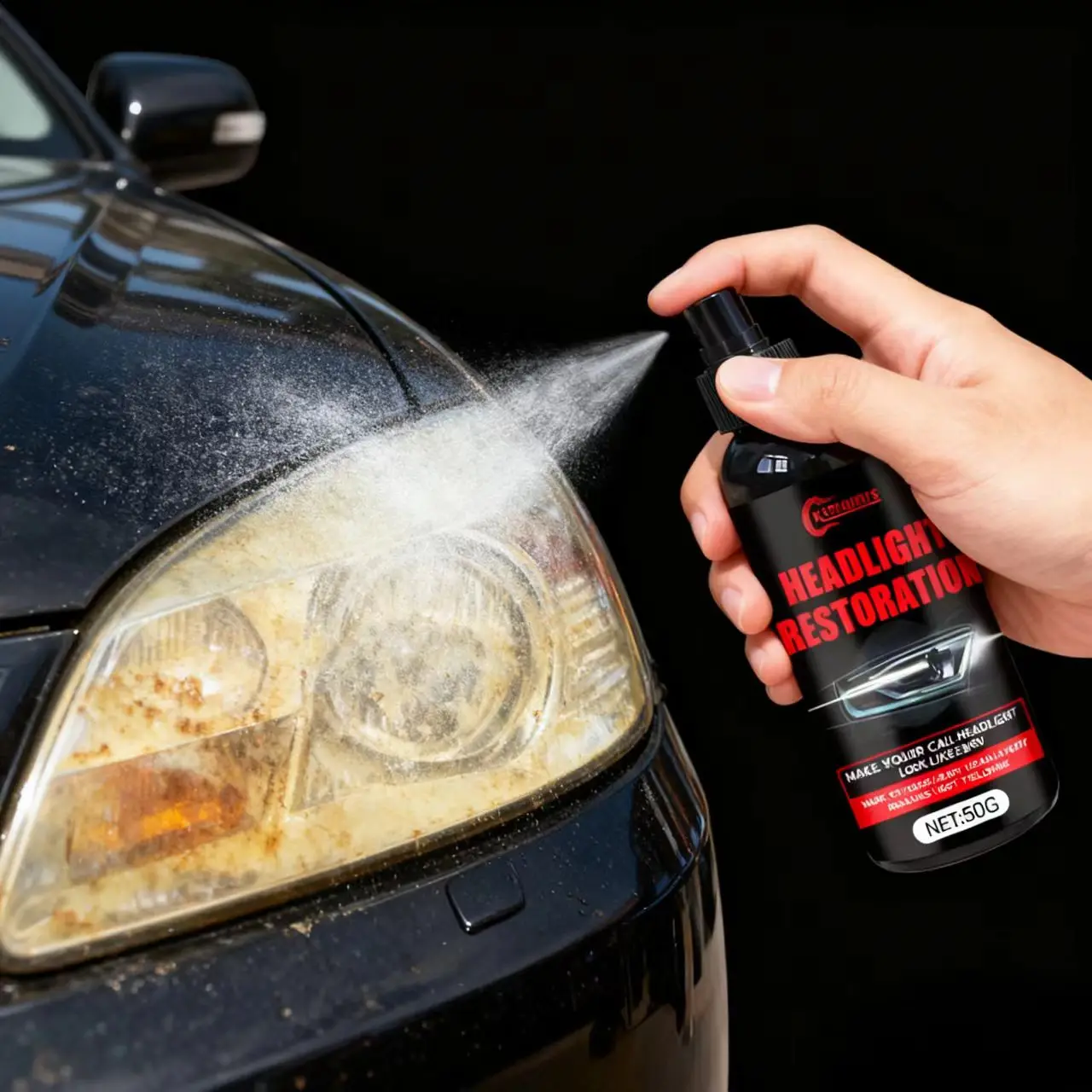 Ksmumnrs Headlight Restoration 50G - حل إصلاح المصابيح الأمامية للسيارة الكل في واحد، استعادة المصابيح الأمامية الصفراء/البهتان إلى Like-New Shi #4