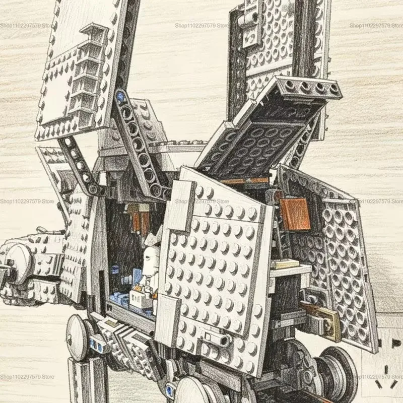 1267 decorative items MOC small AT-AT walking machine transportation, home decoration models, ornaments, holiday gifts