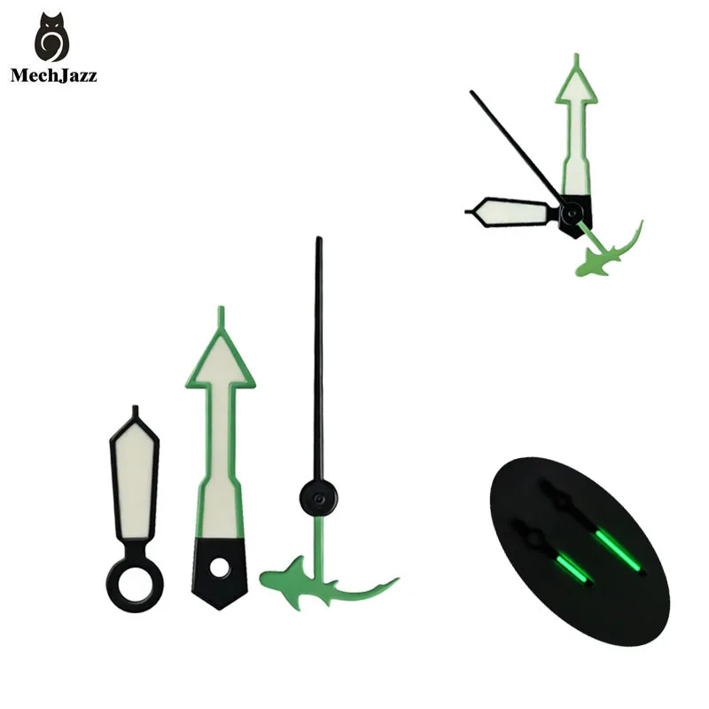 MechJazz Luminous Watch Hands Set, Arrow Style Hour/Minute/Second Hands for Seiko NH35/NH36/4R/7S Movement Modification