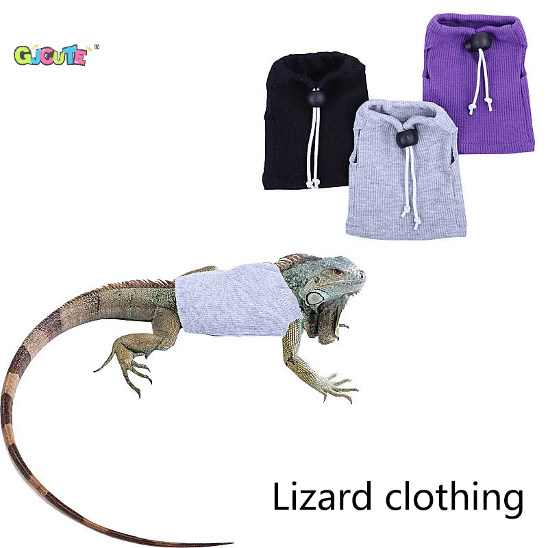 Bonito lagarto roupas em torno do pescoço sem mangas pulôver topo respirável réptil barbudo dragão camiseta colete topo para roupas gecko