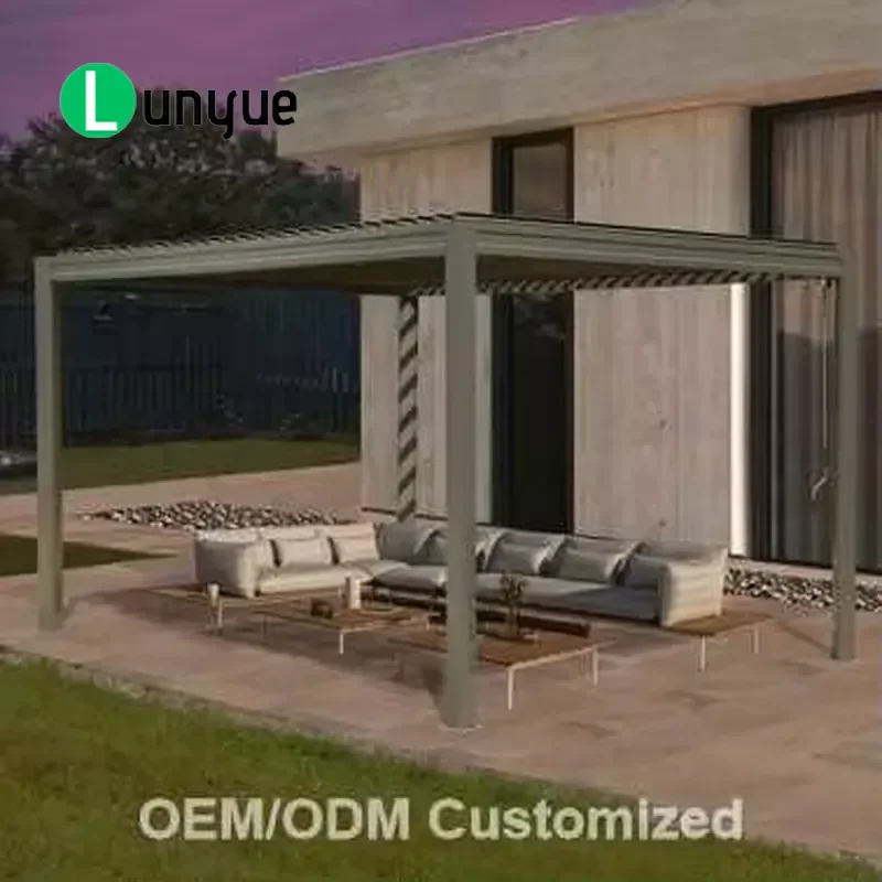 Modern Aluminum Louvered Pergola with Canopy Pavilion Handcrafted Outdoor Garden Patio Shade Structure Durable Weatherproof