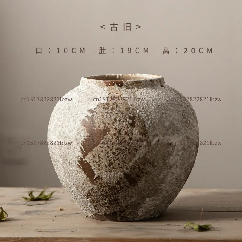 Mottled Chinese style retro vase, wabi-sabi wind decoration ornament, porch triangle plum antique hydroponic ceramic vase