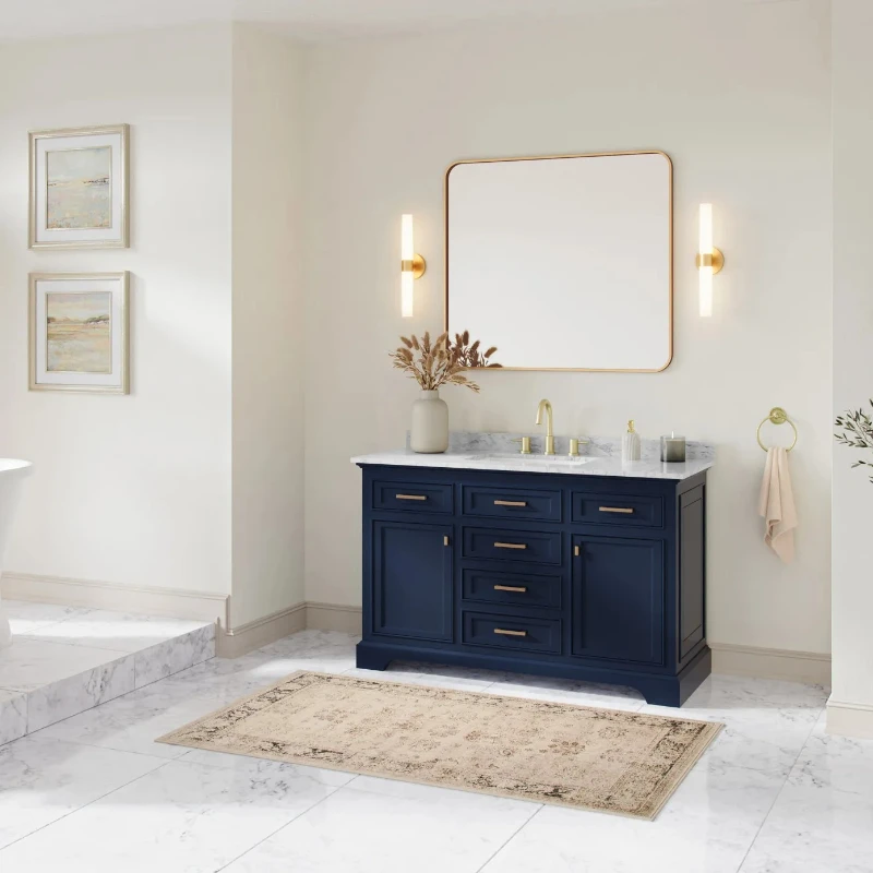 l l # Precio de fábrica Color azul marino tocador de baño gabinete Base seis cajones lavabo individual tocador de baño