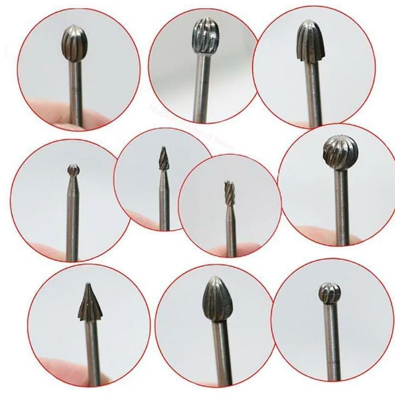 BINOAX 6/10Pcs Titanium Dremel Routing ไม้โรตารี่แฟ้มไม้แกะสลักมีดเครื่องมือ
