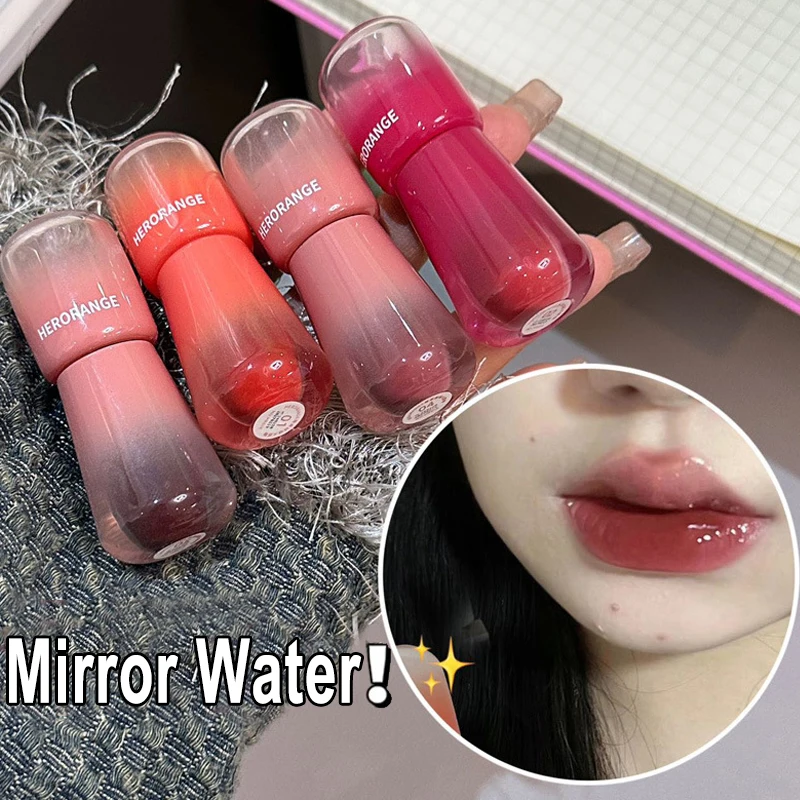 Mirror Water Glossy Lip Glaze Moisturizing Waterproof Jelly Red Liquid Lipstick Non-stick Cup Lasting Pink Lips Tint Makeup Fast