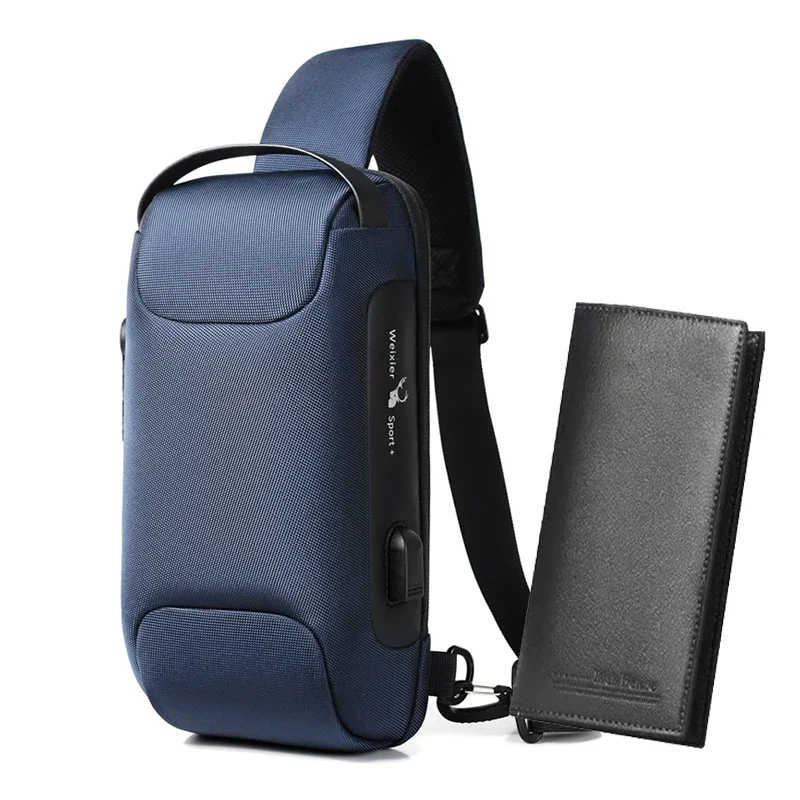 Multifunction Anti-theft Men's Waterproof USB Oxford Crossbody Bag Shoulder Sling Bag Short Travel Messenger Chest Pack for Male