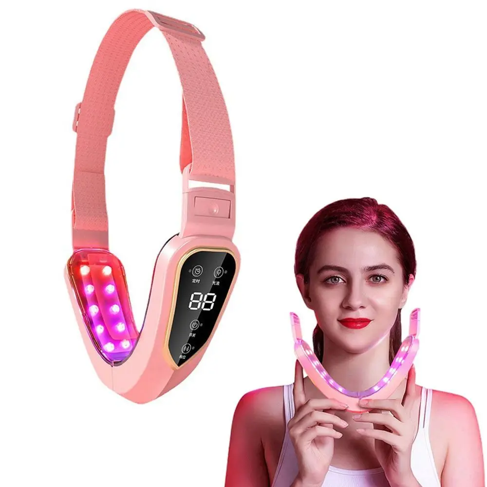 

LED Display Face Lifter Vibration Massager USB Rechargable 12 Modes V-Shaped Face Machine 5 Light Foldable