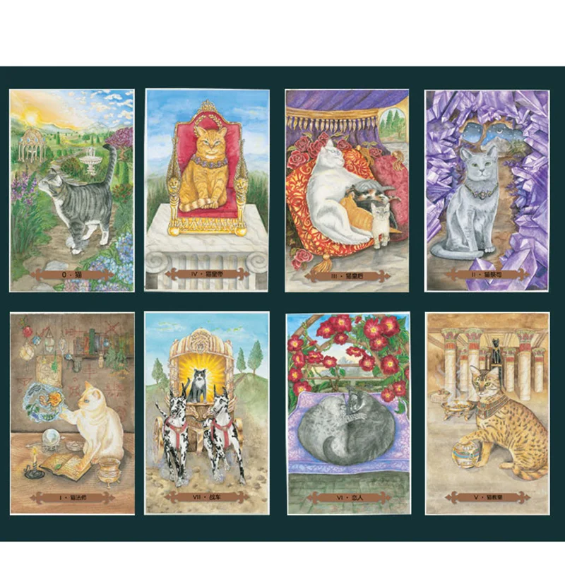 Cat Tarot Cards Divination Cards Game 12*7cm Cards Chinese Version  Family/Friends