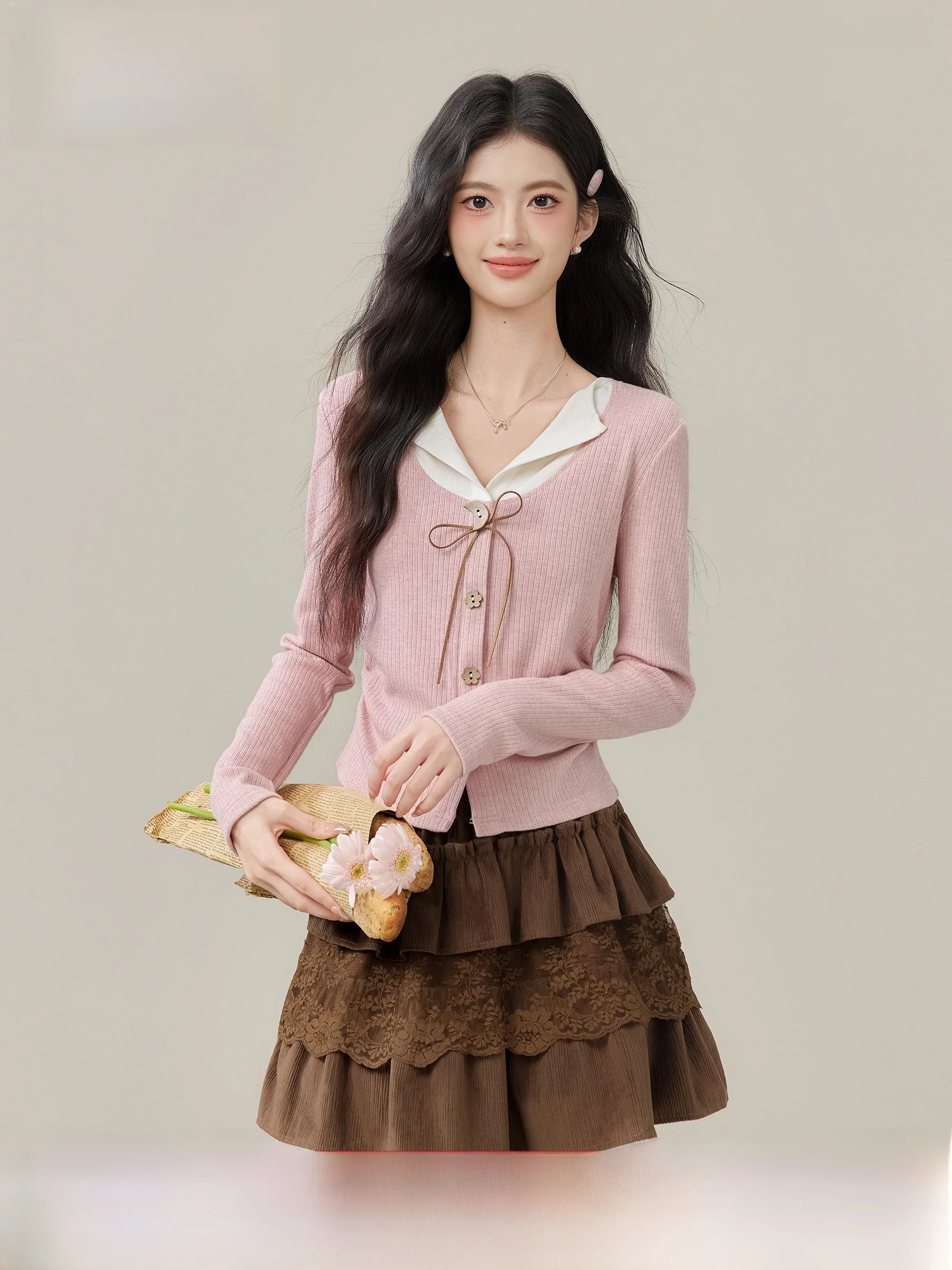 

Linjou Warm Star Wrap ort Knitted Sweater Women's Autumn Winter V-ne Knot Slim Fit Top Cotton Polyester Blend