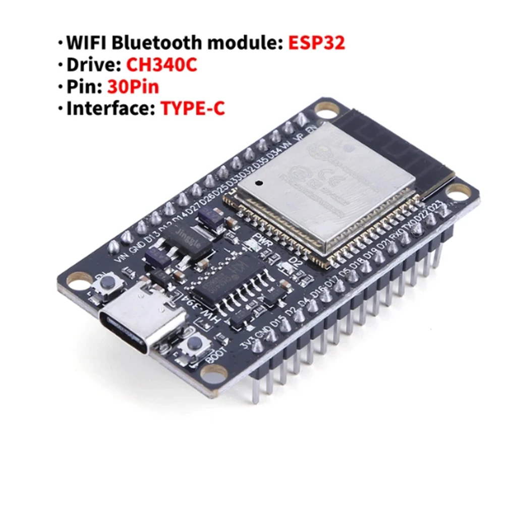 ESP32-Entwicklungsplatine, WiFi + Bluetooth-Modul, extrem geringer Stromverbrauch, Dual-Core-NodeMCU-32S ESP32-WROOM-32D 32U 30Pin-Platine
