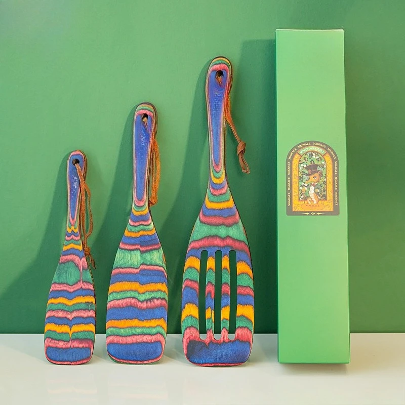 Wooden spatula three-piece gift box wooden kitchen spatula home decoration