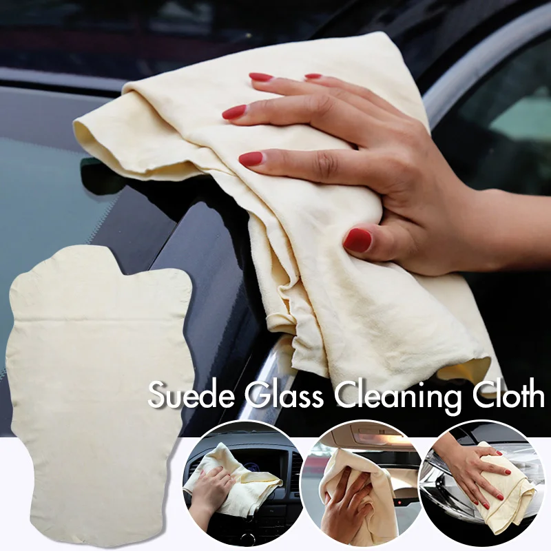 Natural Sandy Suede Leather Wipe Glass Car Wash Towel Absorbent Double-sided Fleece Does Not Lose Hair Car Cleaning Supplies