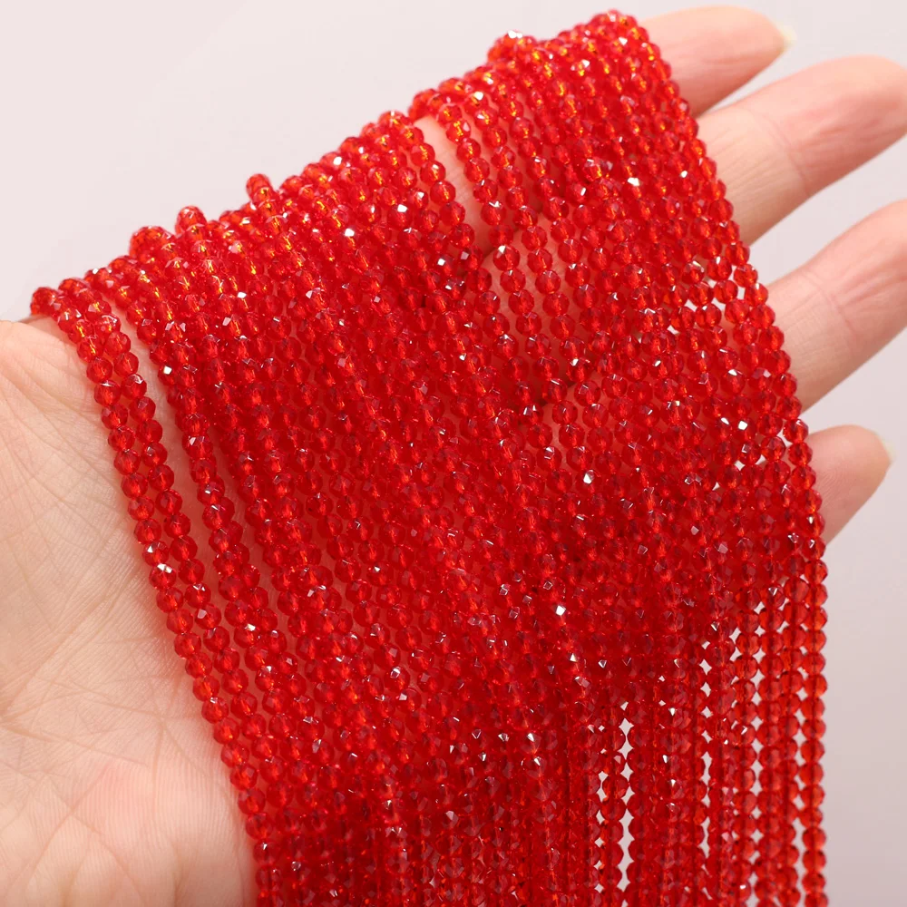 5Strands Natural Red Spinels Agates Stone Beads Faceted Round Shape Loose Spacer Beads for Jewelry Making DIY Bracelet  3mm
