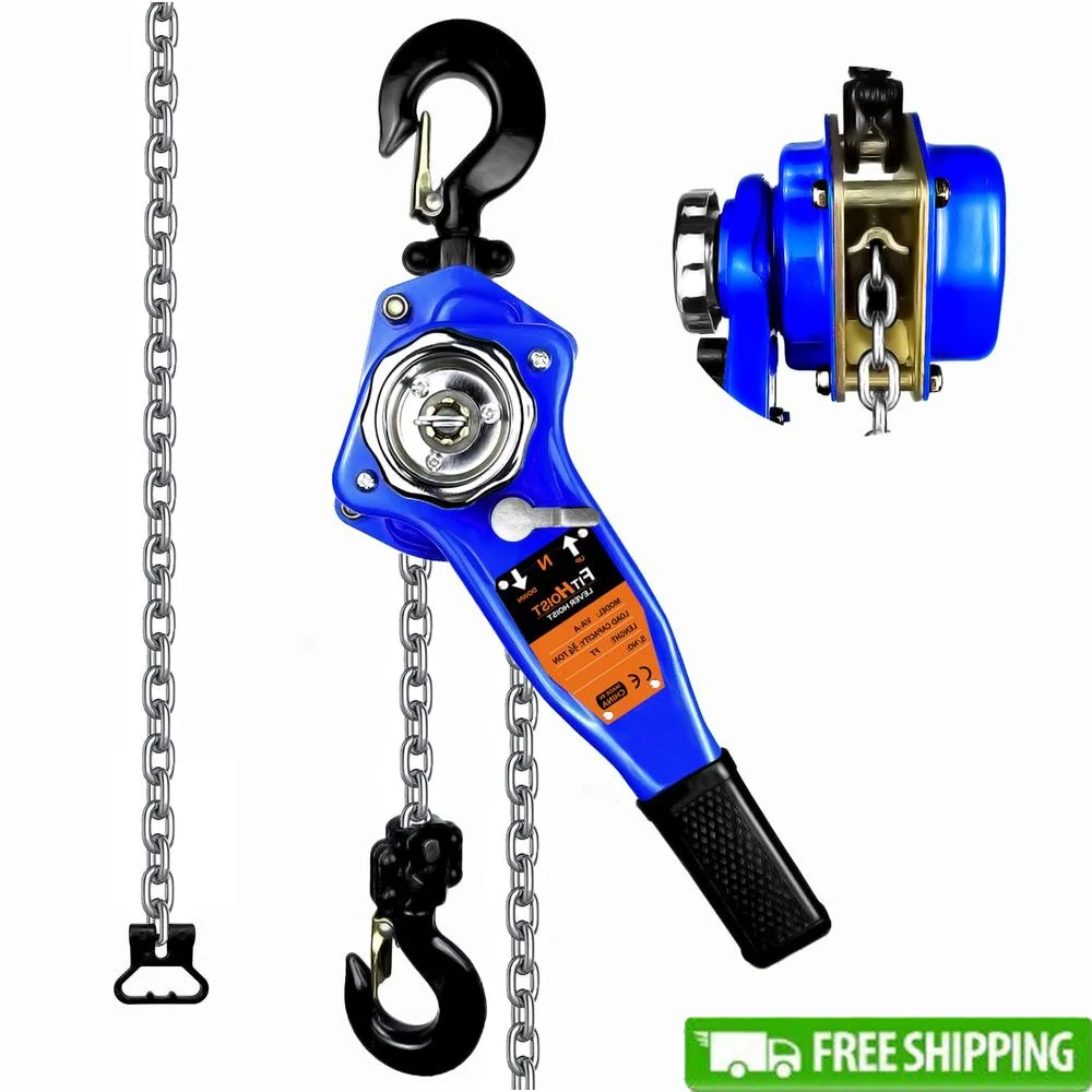 1650LBS Capacity Lever Chain Hoist 10FT Manual Ratchet Puller Open-Air Operations Zinc-Plated G80 Steel 2 Hooks Wide Application