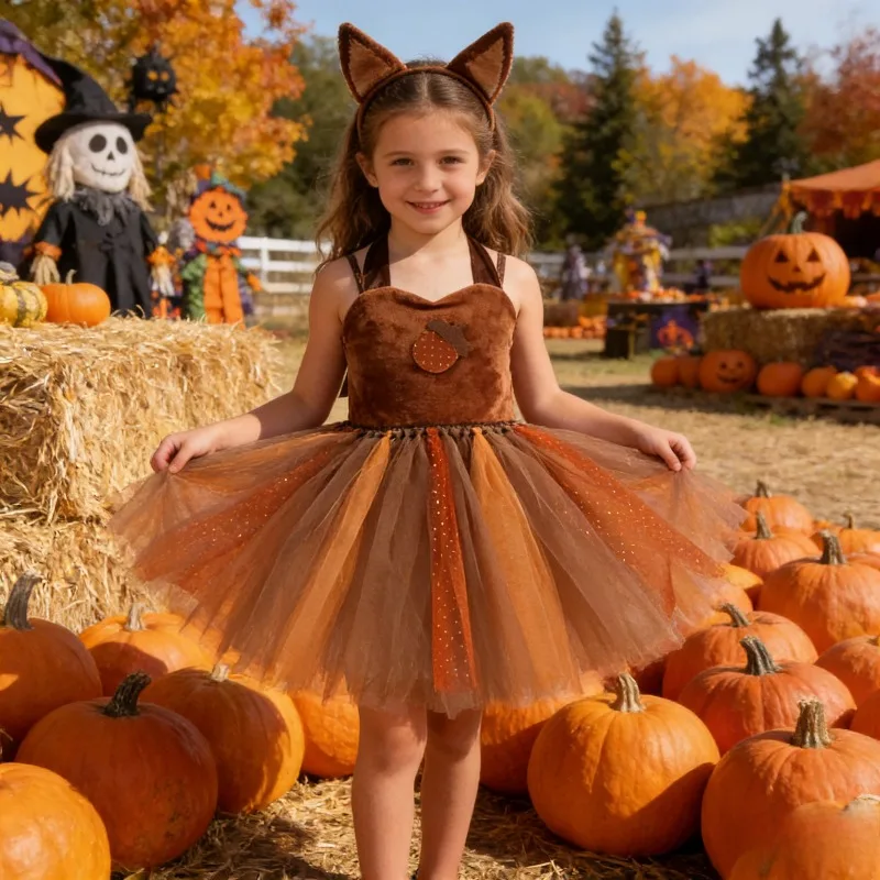 

Детский костюм белки для тематических вечеринок, школьных мероприятий, выступлений, игр и ролевых игр, набор для приключений в лесу