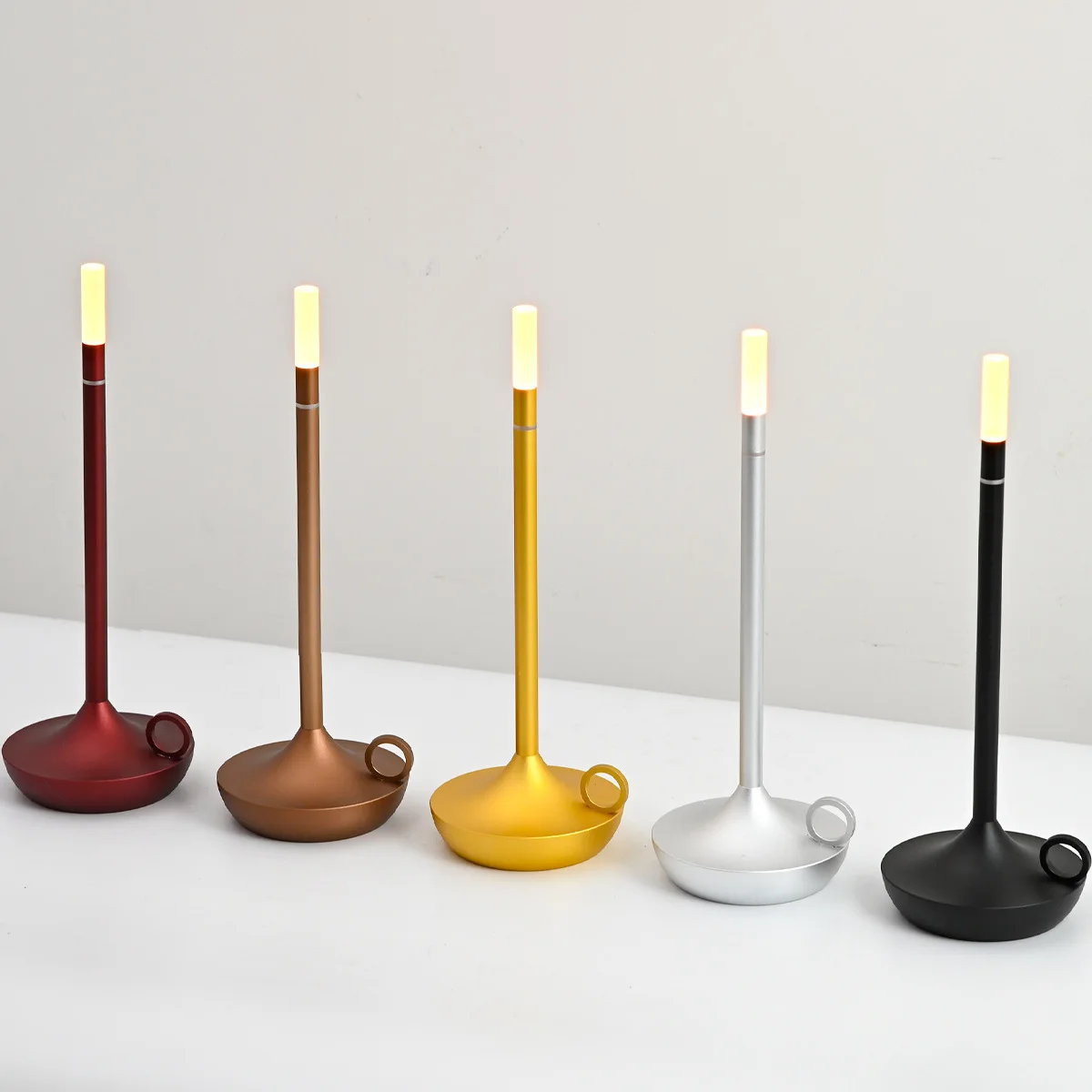 Светодиодная настольная лампа с металлической свечой, сенсорная лампа для спальни, гостиной, столовой, прикроватной тумбочки