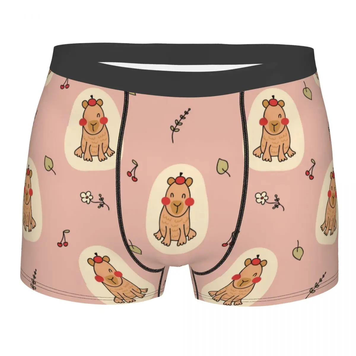 Custom Cheerful Capybara Pattern In Doodle Style Boxer Shorts For Men 3D Print Underwear Panties Briefs Soft Underpants