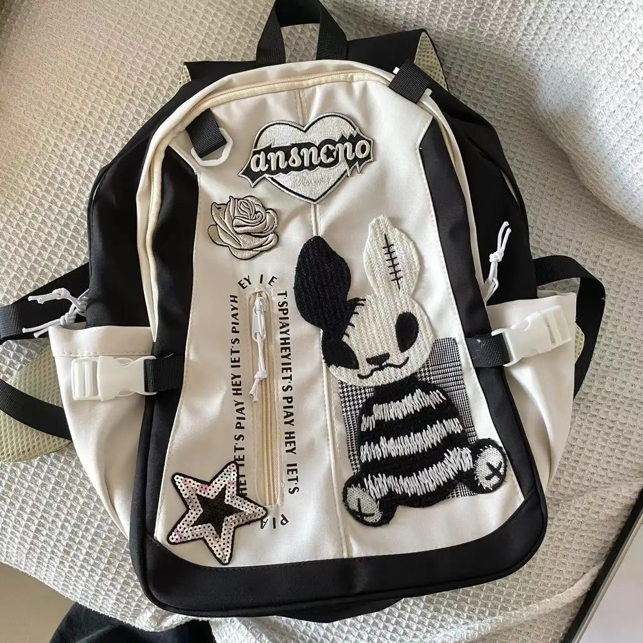 Large Capacity Commuter Backpack Student Classic Backpack for Women Original Subculture Rabbit School Bag