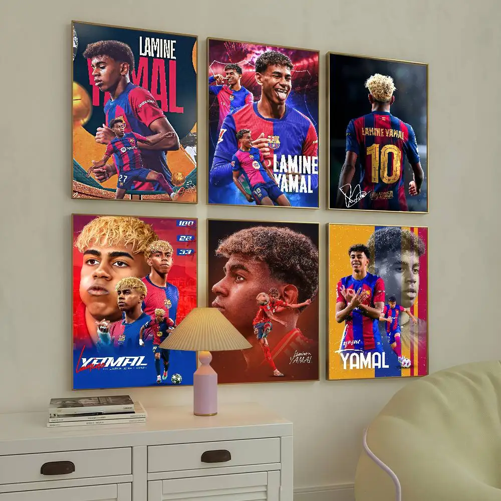 Póster de estrella de fútbol l-lamine y-yamal, adecuado para el hogar, sala de estar, dormitorio, oficina, Bar, pegatina decorativa de pared