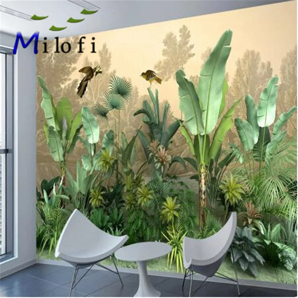 Milofi plant tropical rainforest large 3D printing wallpaper mural background wall decoration painting