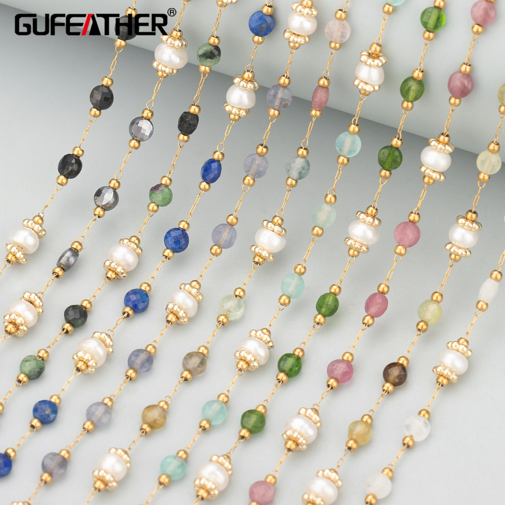 

GUFEATHER C397,chain,stainless steel,natural stone pearl,nickel free,hand made,jewelry making,diy bracelet necklace,1m/lot