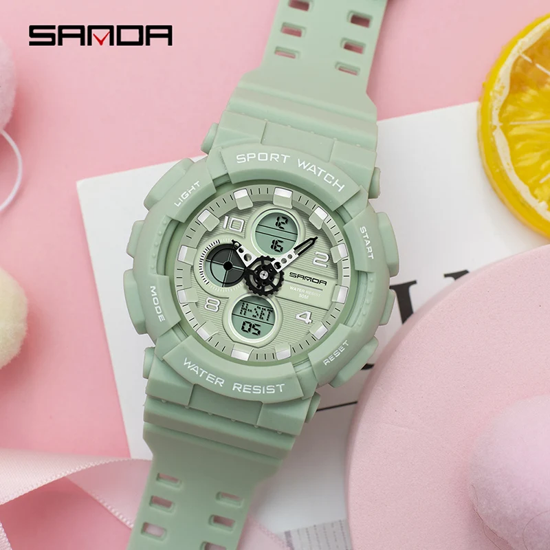 SANDA Fashion Luxury Women Watch 50M Waterproof Outdoor Sports Electronic Clock Multifunction Women Digital Watches Reloj Mujer