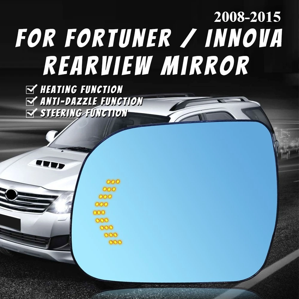 

Для Toyota FORTUNER INNOVA 2008-2015 автомобильное зеркало заднего вида с подогревом, широкоугольный динамический указатель поворота, антибликовое синее зеркало заднего вида