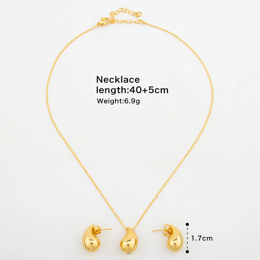 Italian Gold Color Jewelry Set for Women Small Design Earrings and Necklace 2Pcs Set for Party Daily Wear Girls Gifts Jewelry