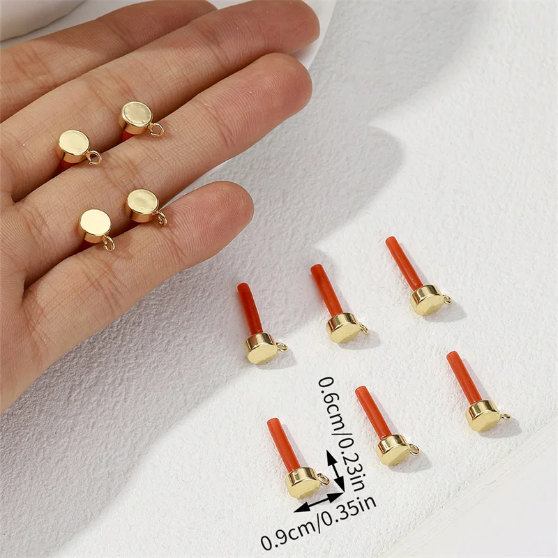 10pcs Handmade Copper Stud Earrings Connectors Round Silver Color Earrings Base Earring Settings Diy Jewelry Making Findings