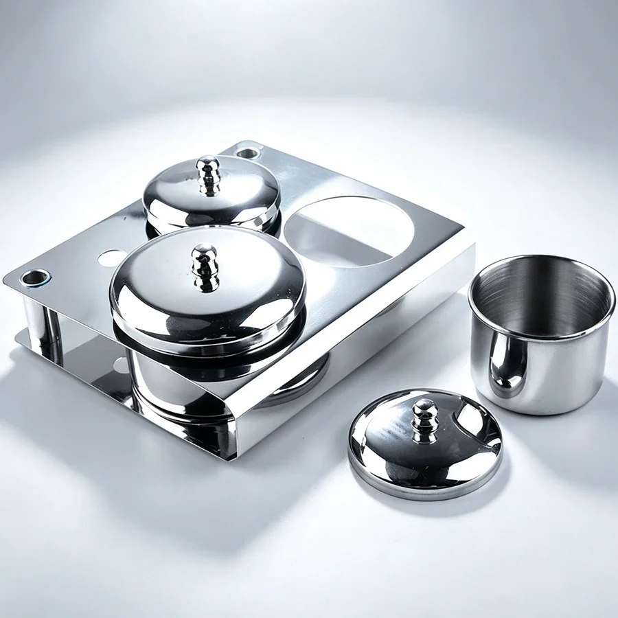 3Pcs Stainless Steel Nail Art Cup Set, Acrylic Liquid Container with Lids, Nail Tools Cleanser Disinfection Holder