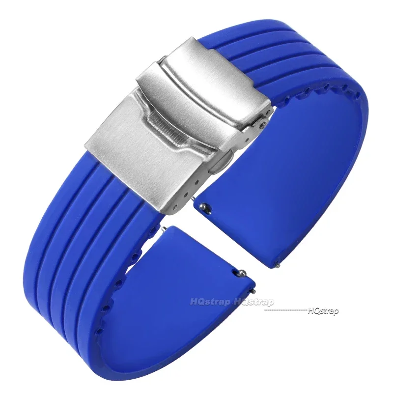 Silikonkautschuk-Uhrenarmband mit Faltschließe, 18 mm, 20 mm, 22 mm, 24 mm, für Omega-Uhr, Ersatzarmband für Seiko-Sportarmbänder