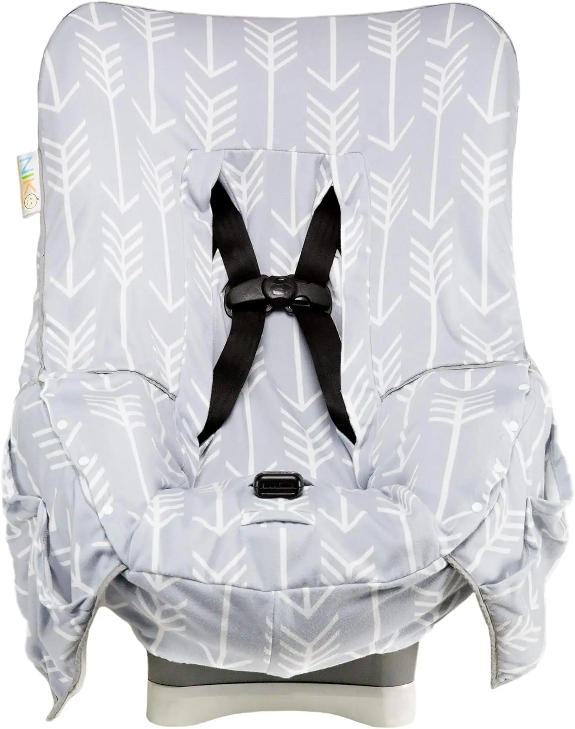 

Universal Kids Car Seat Cover with Waterproof Bottom, Easy Wash, Crash Tested - Gray & White Arrow Pattern
