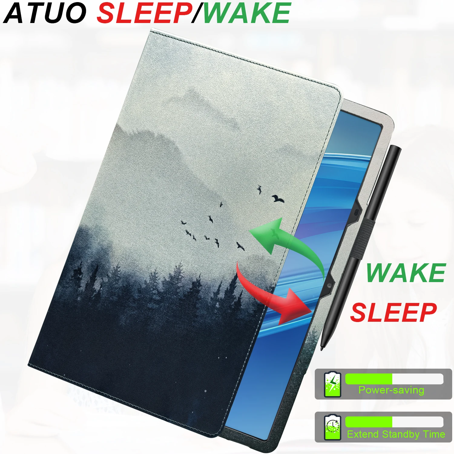 Etui na tablet TCL NxtPaper 11 Plus 11,5 cala, dwukierunkowa, wielokątna podstawka z funkcją automatycznego usypiania i budzenia/paskiem na rękę/uchwytem na rysik, wykonane z PU. — zdjęcie produktu 6