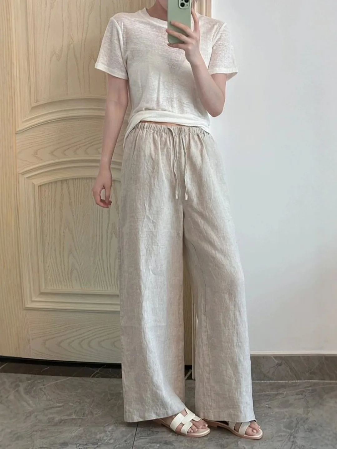

Casual High Waist Wide Leg Pants Women's Summer plus Size Design Loose Straight Tube Pants Korean Style Elastic Waist