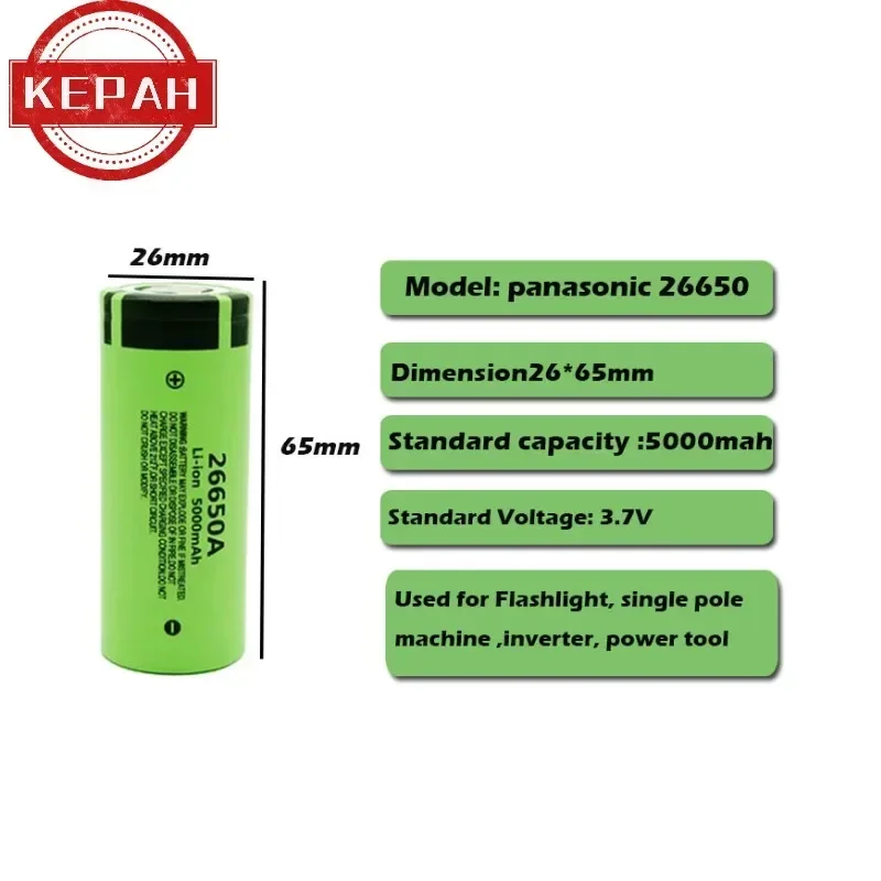 Original high quality 26650 battery 5000mAh 3.7V 50A lithium ion rechargeable battery for 26650A LED flashlight+charger