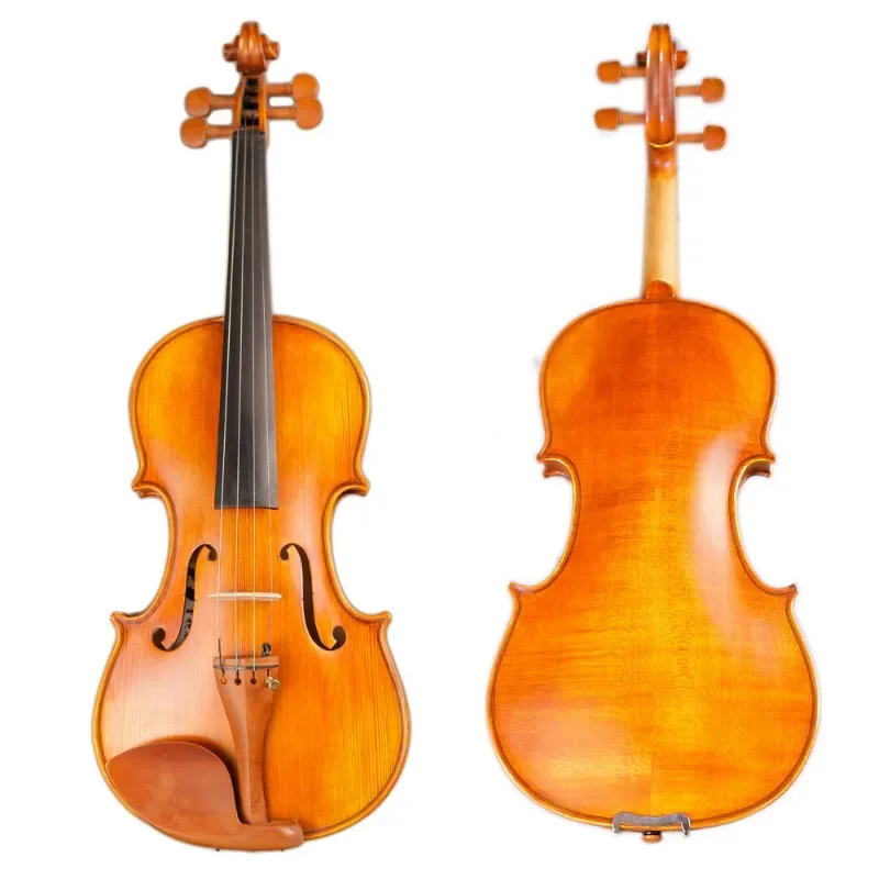 Violín de madera maciza con diseño de tigre hecho a mano para principiantes, pintura a base de aceite, certificación Bureau Veritas