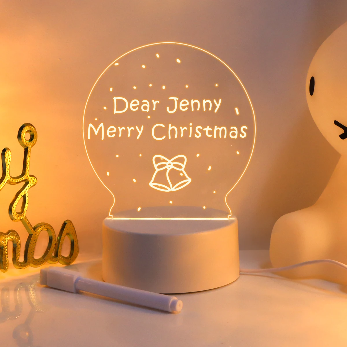 

Decorative Table Lamp 3D Glowing Writing Board With Erasable Pen And A USB-Powered Novelty Night Light Note Board LED Desk Lamp