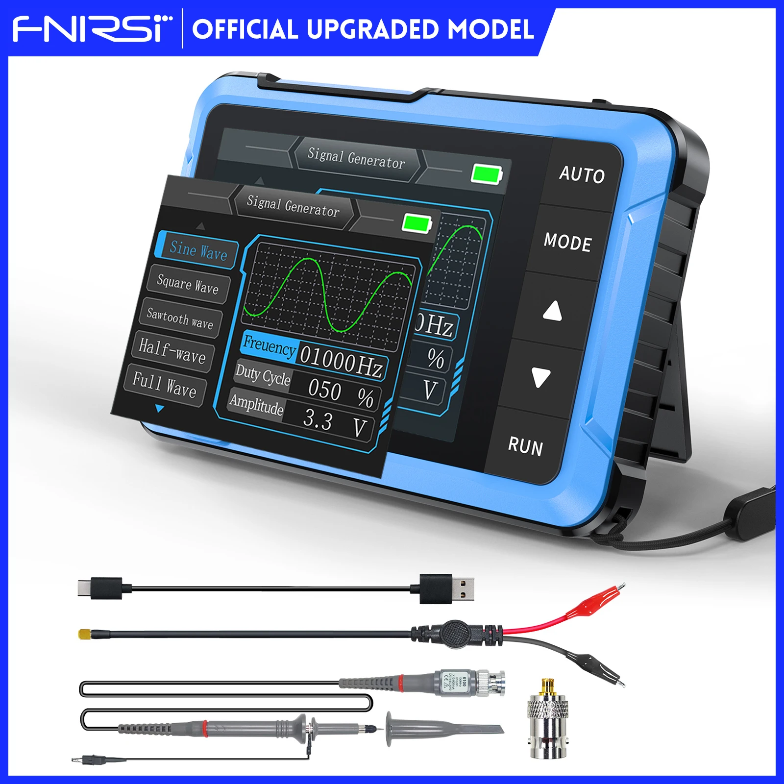 

FNIRSI New DSO510 PLUS Oscilloscope 10MHz Bandwidth 48MS/s Sampling Rate Mini Handheld Electronic Measurement Tools