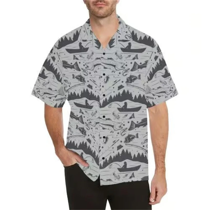 

New Men's Camisa Hawaii Stripe Print Short Sleeve Aloha Shirts Cuban Tee Shirt Summer Oversized Casual Female Clothing Blouse