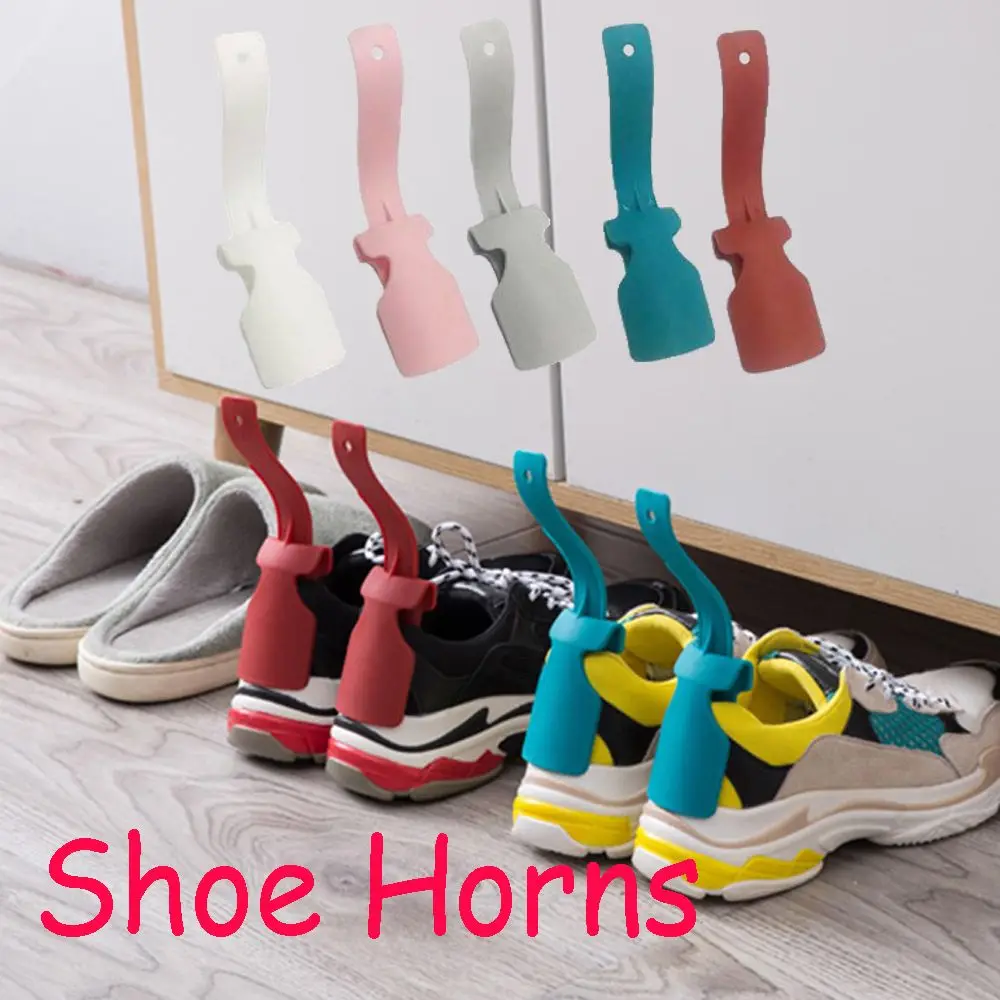 Convenient Unisex Women Colorful Shoe Horns Shoes Lifter Plastic Shoes Accessories