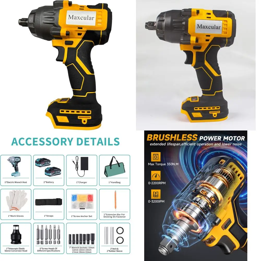 Cordless Impact Wrench 405 Ft-Lbs Torque, 1/2 Inch, 4.0 Ah Battery, 3300 RPM Brushless Power Tool for Heavy-Duty Applications #1