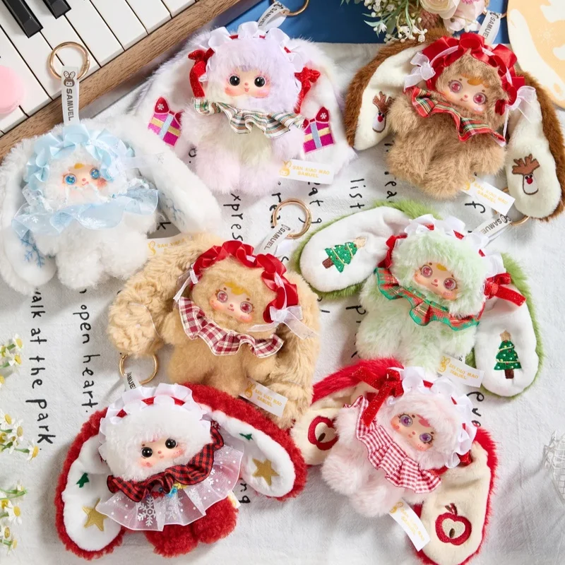 Lindo Peluche de la Serie Samuel Snowy Night Tea Party en Caja Sorpresa, Juguete de Moda, Llavero, Colgante para Bolsa, Regalo para Niñas y Mujeres