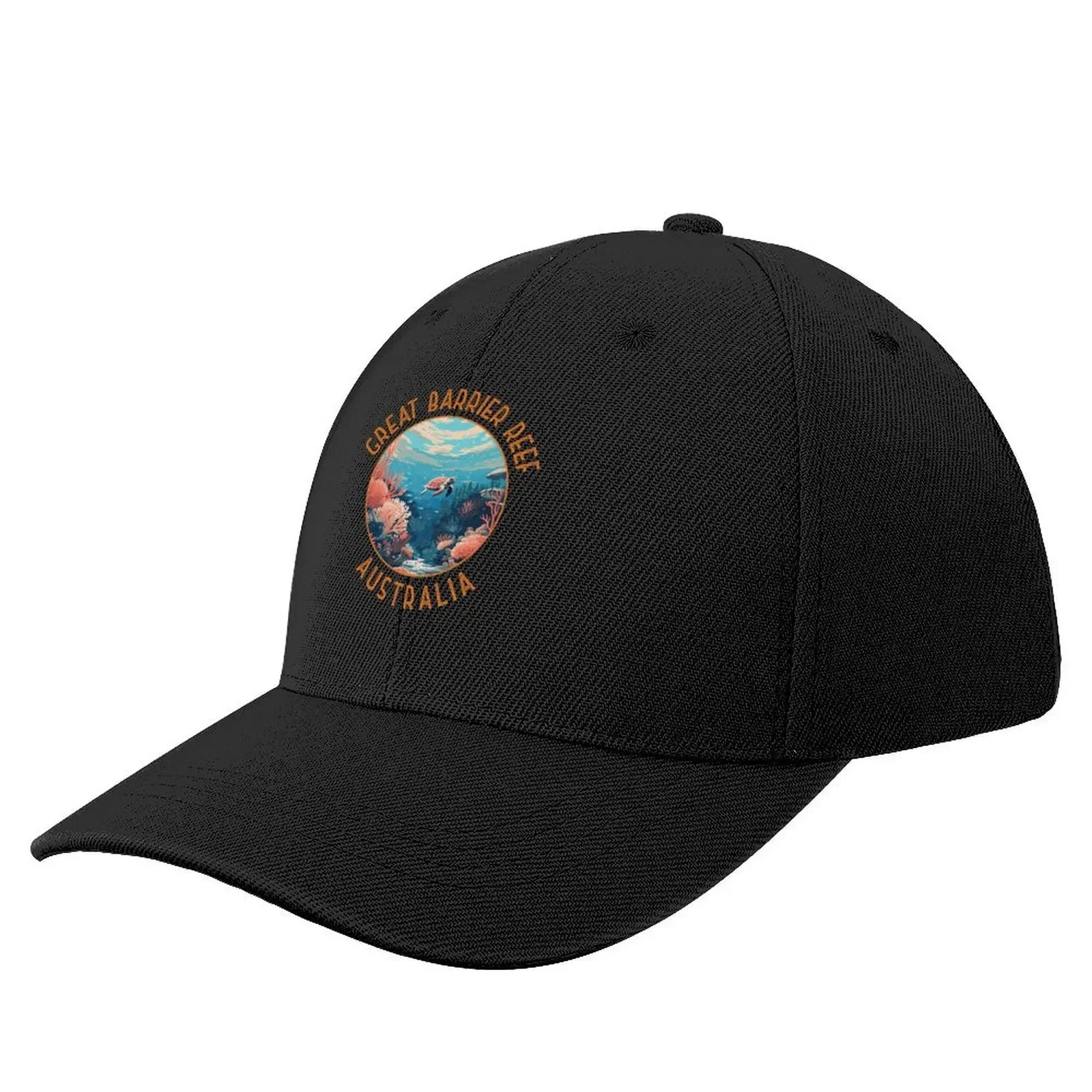 Great Barrier Reef Australia Retro Distressed Circle Baseball Cap Dropshipping Snapback Cap black Woman Men's