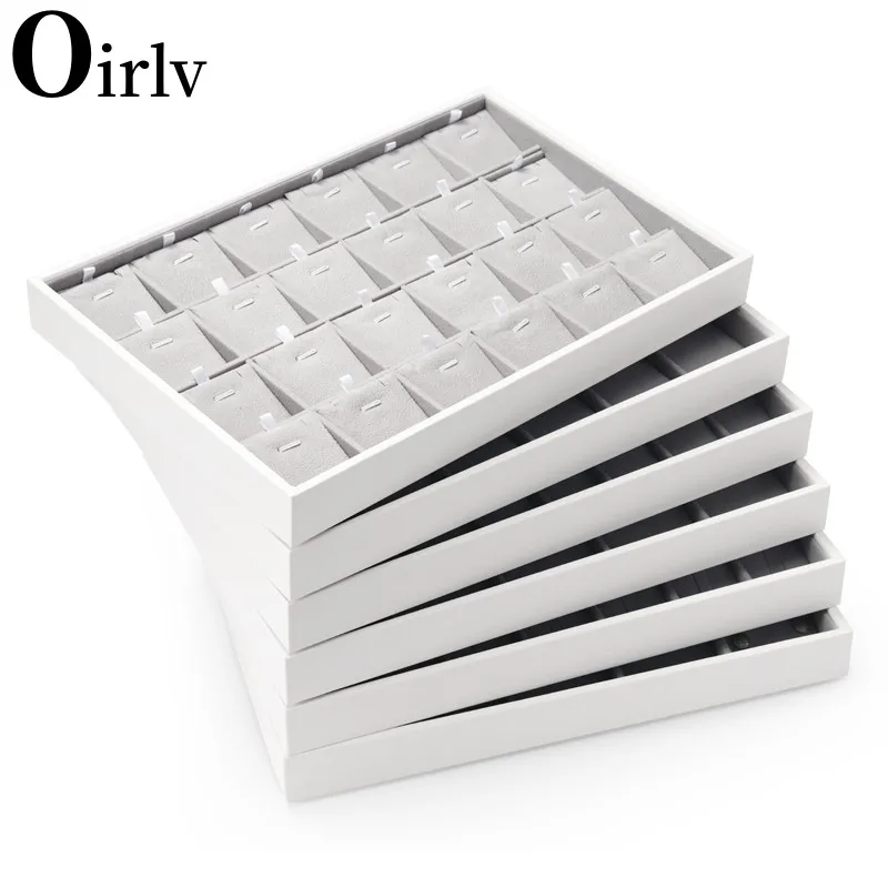 Oirlv Leather Jewelry Drawer Organizer Tray Stackable Jewelry Trays Removable Dividers for Rings Earring Storage Display Props