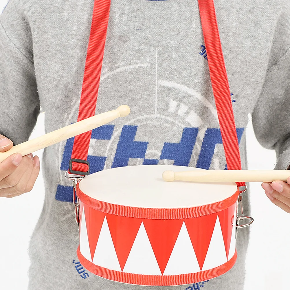 8 Inch Red White Children's Snare Drum Toddler Percussion Toy Safe Kids Drum Set Baby Drumsticks Wooden Instrument Music