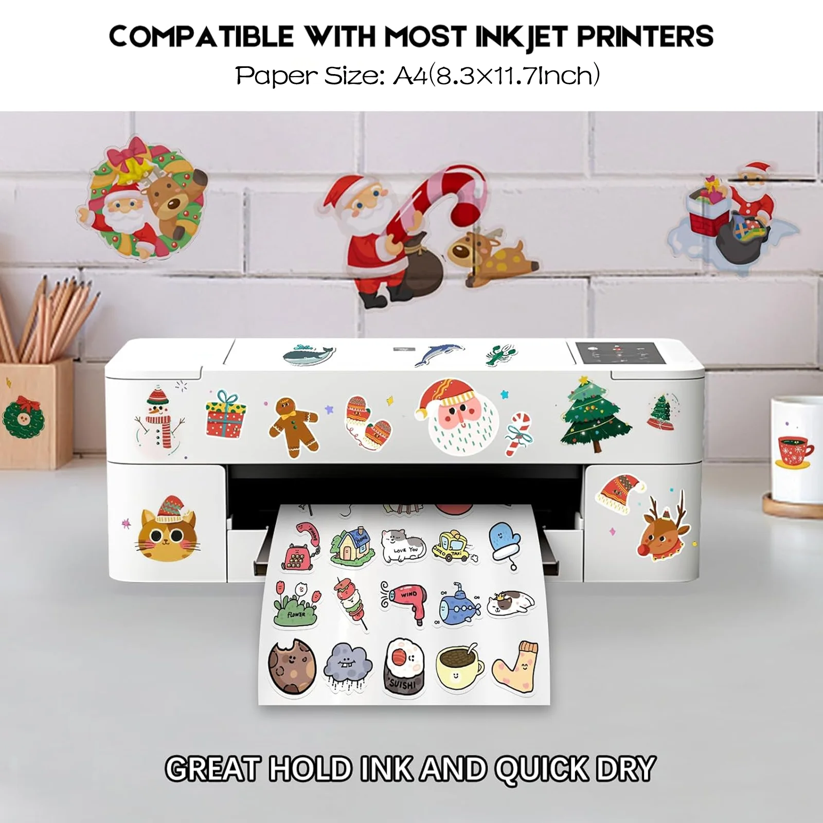 10/20 Sheets A4 Clear Vinyl Sticker Paper Non Waterproof Compatible Inkjet Printing for DIY Personalized Stickers