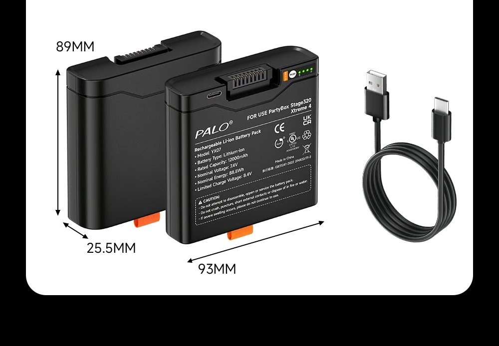 12000mAh Lautsprecher-Akku für JBL Xtreme 4, Akku für JBL PartyBox Stage 320, Hochleistungsakku mit TYPE-C-Ladefunktion – Detail 31